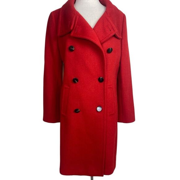 Elegant Red Double-Breasted Women's Coat - Picture 1 of 10